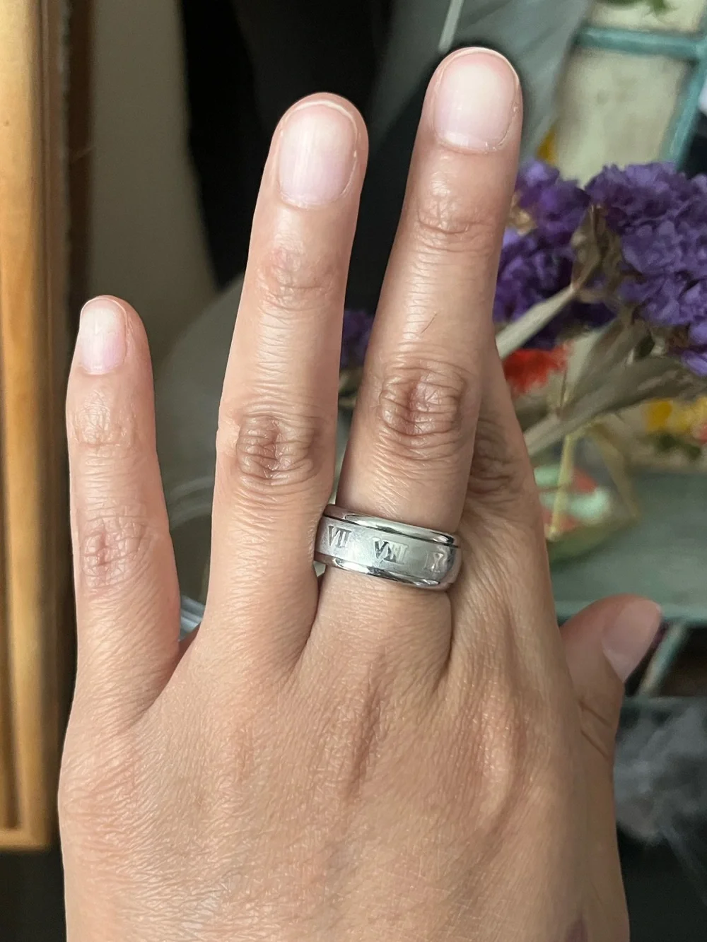Titanium Roman Numeral Ring